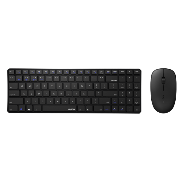 Rapoo 9300M Bluetooth 2.4G Wireless Slim Multi-Mode Keyboard/Mouse Combo - Black