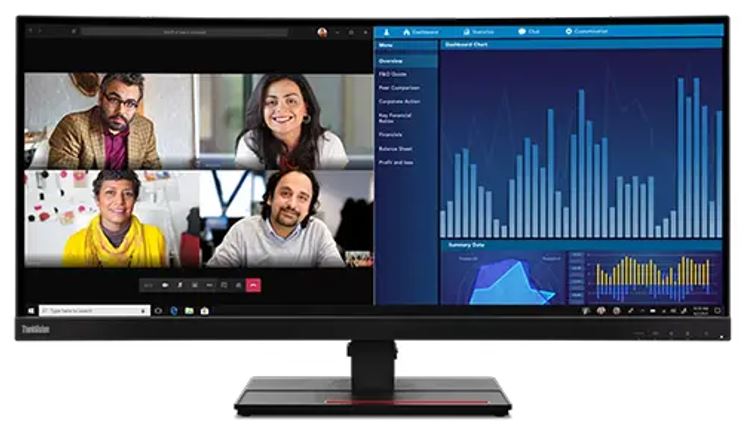 LENOVO ThinkVision P34W-20 34" 60Hz QHD IPS Monitor 4K 3440 x 1440 21:09 4ms Height Adjustable Tilt Swivel HDMI DP Ethernet USB Speakers VESA 3yr wty
