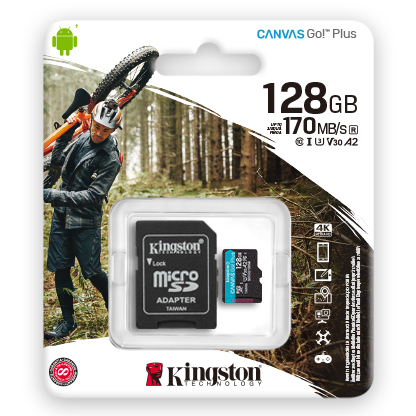 Kingston Canvas GO Plus Micro SDXC Card, Class 10 UHS-I 128Gb