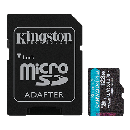Kingston Canvas GO Plus Micro SDXC Card, Class 10 UHS-I 128Gb
