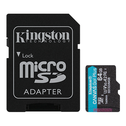 Kingston Canvas GO Plus Micro SDXC Card, Class 10 UHS-I 64Gb