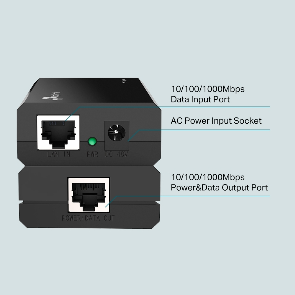 TP-Link Single Port PoE Supplier Adapter, IEEE 802.3af, Up To 100M