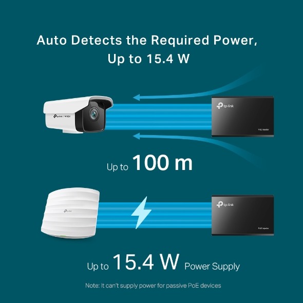 TP-Link Single Port PoE Supplier Adapter, IEEE 802.3af, Up To 100M